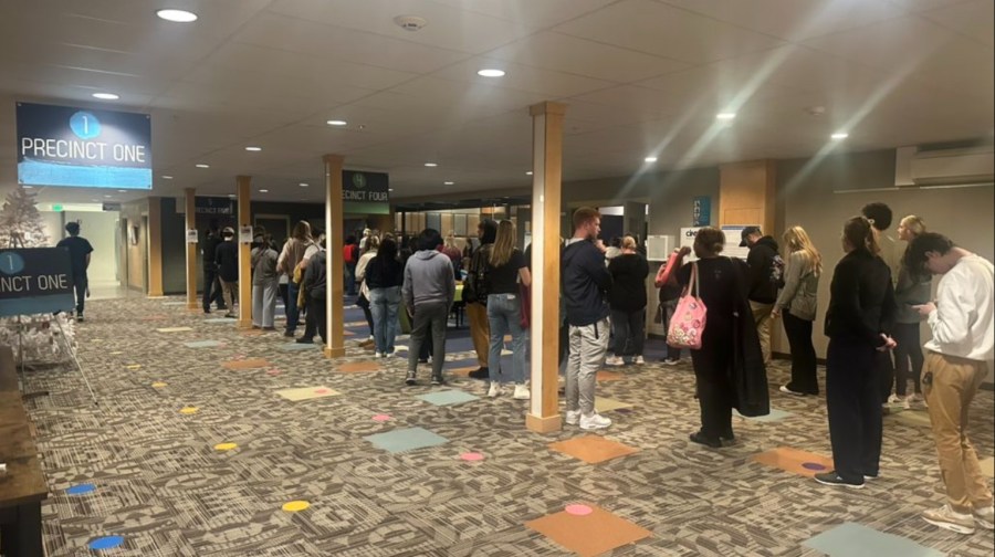 Voters in line at a polling location in Ottawa County. (Nov. 5, 2024)