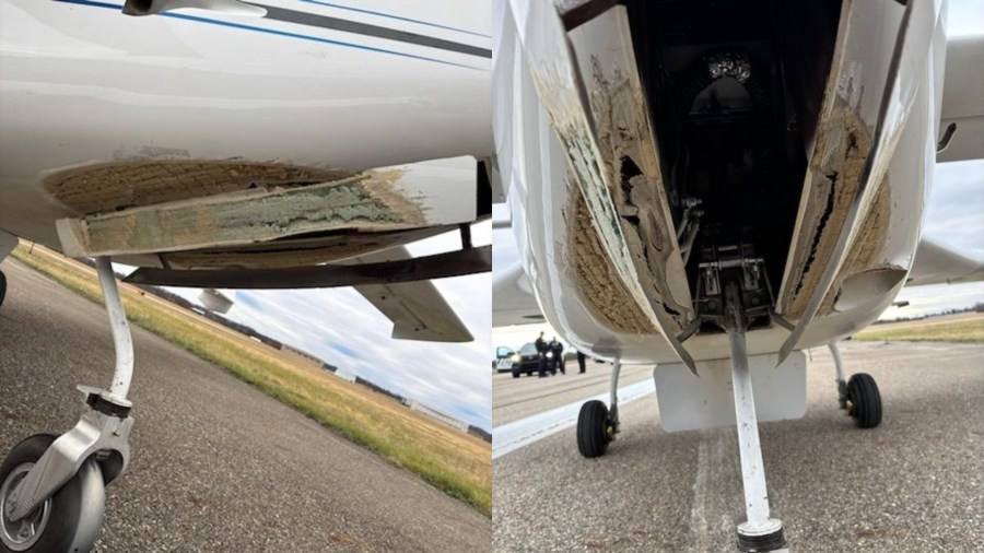 An aircraft skid off the runway at the Battle Creek Executive Airport. (City of Battle Creek)