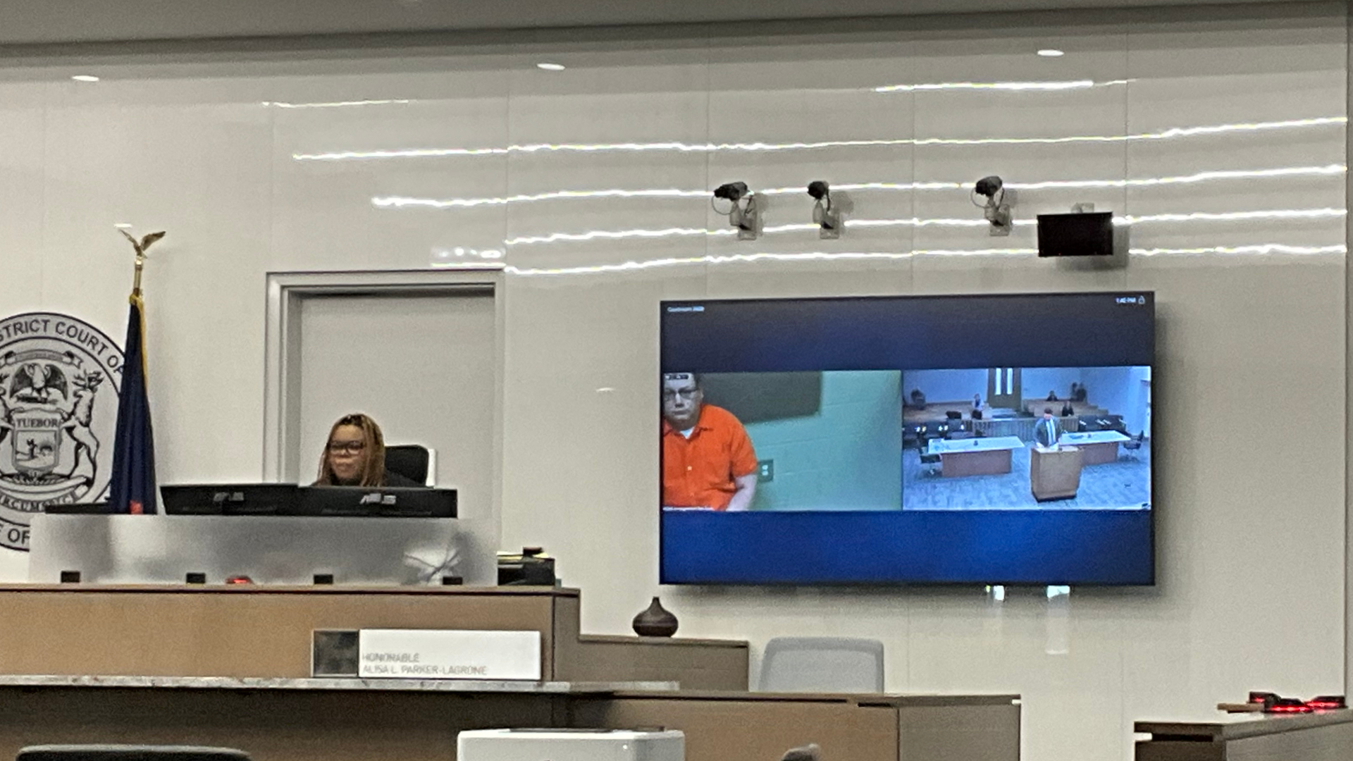 Chad Martin appears in a Kalamazoo County courtroom via video linkup on Nov. 20, 2024.