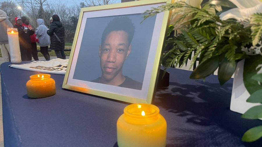 Cortez McConer Jr. is honored at a candlelight vigil at Godwin Heights High School on Nov. 25, 2024.