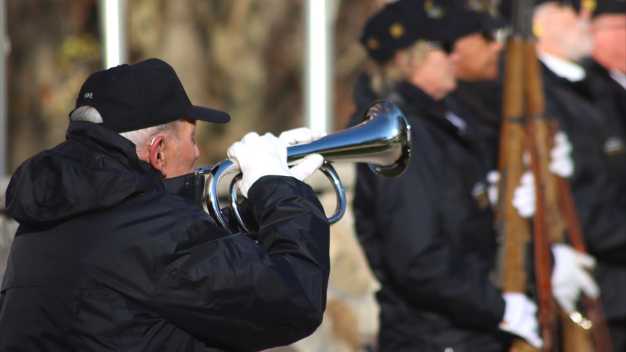 Seven unaccompanied mid-Michigan veterans are honored at Fort Custer National Cemetery near Augusta on Nov. 8, 2024.