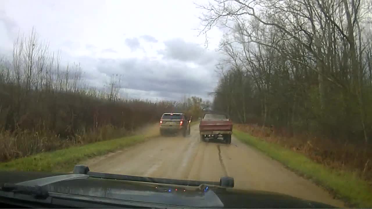 A screenshot of dashcam video of a chase through Paw Paw. (Courtesy Van Buren County Sheriff's Office)