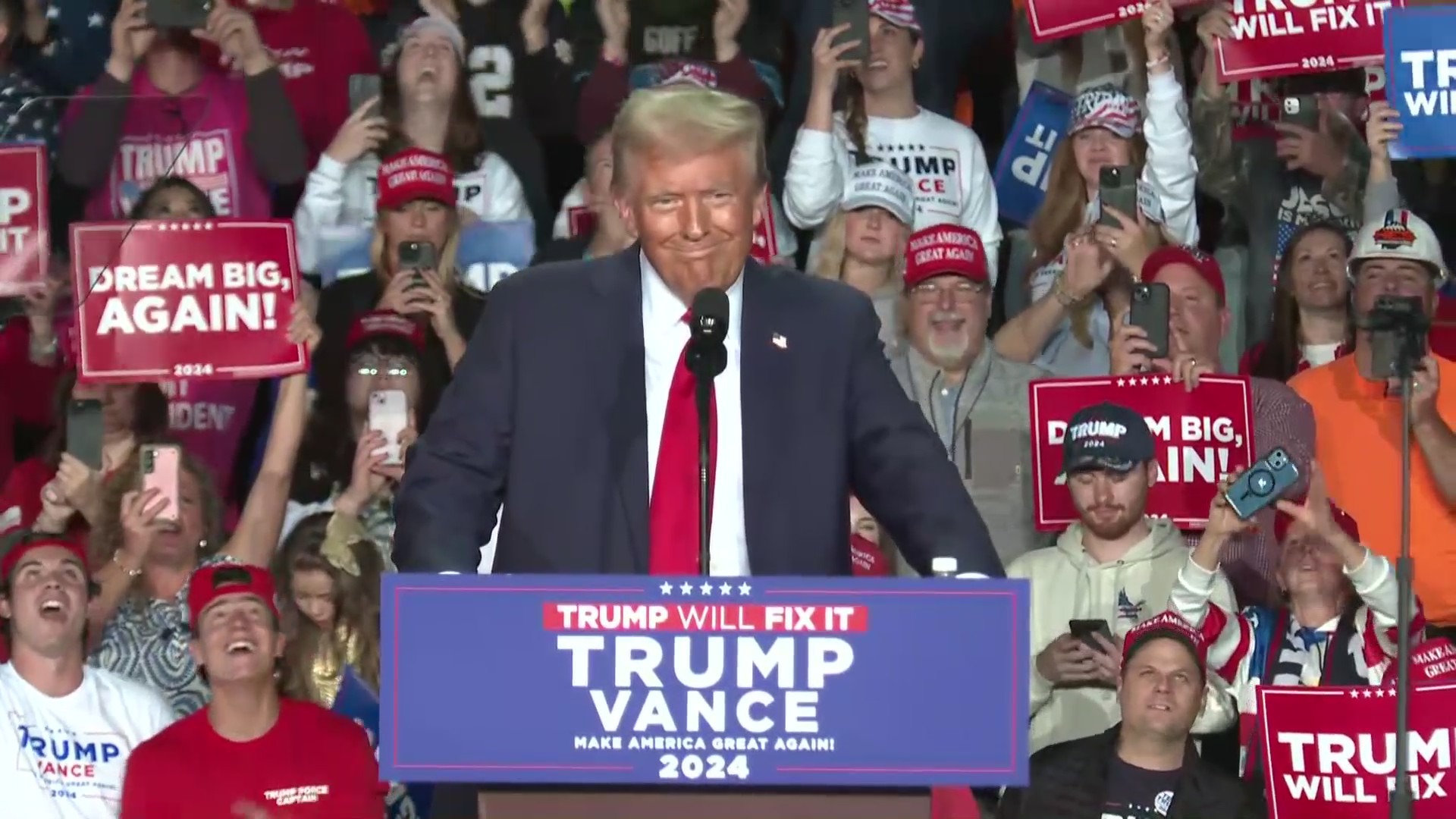 Former President Donald Trump speaks in Grand Rapids at his last campaign stop of 2024. (Nov. 5, 2024)
