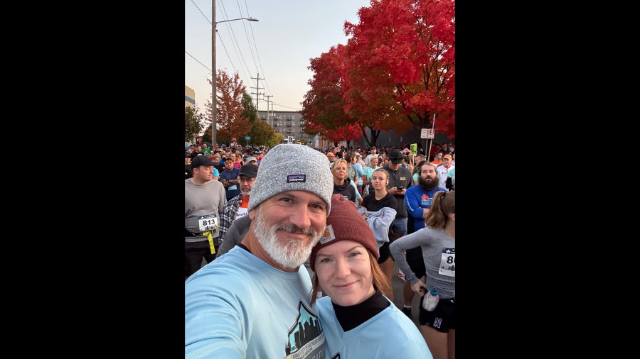 Timothy Ruff and his wife, Renee at the Grand Rapids Marathon. (Courtesy Timothy Ruff)