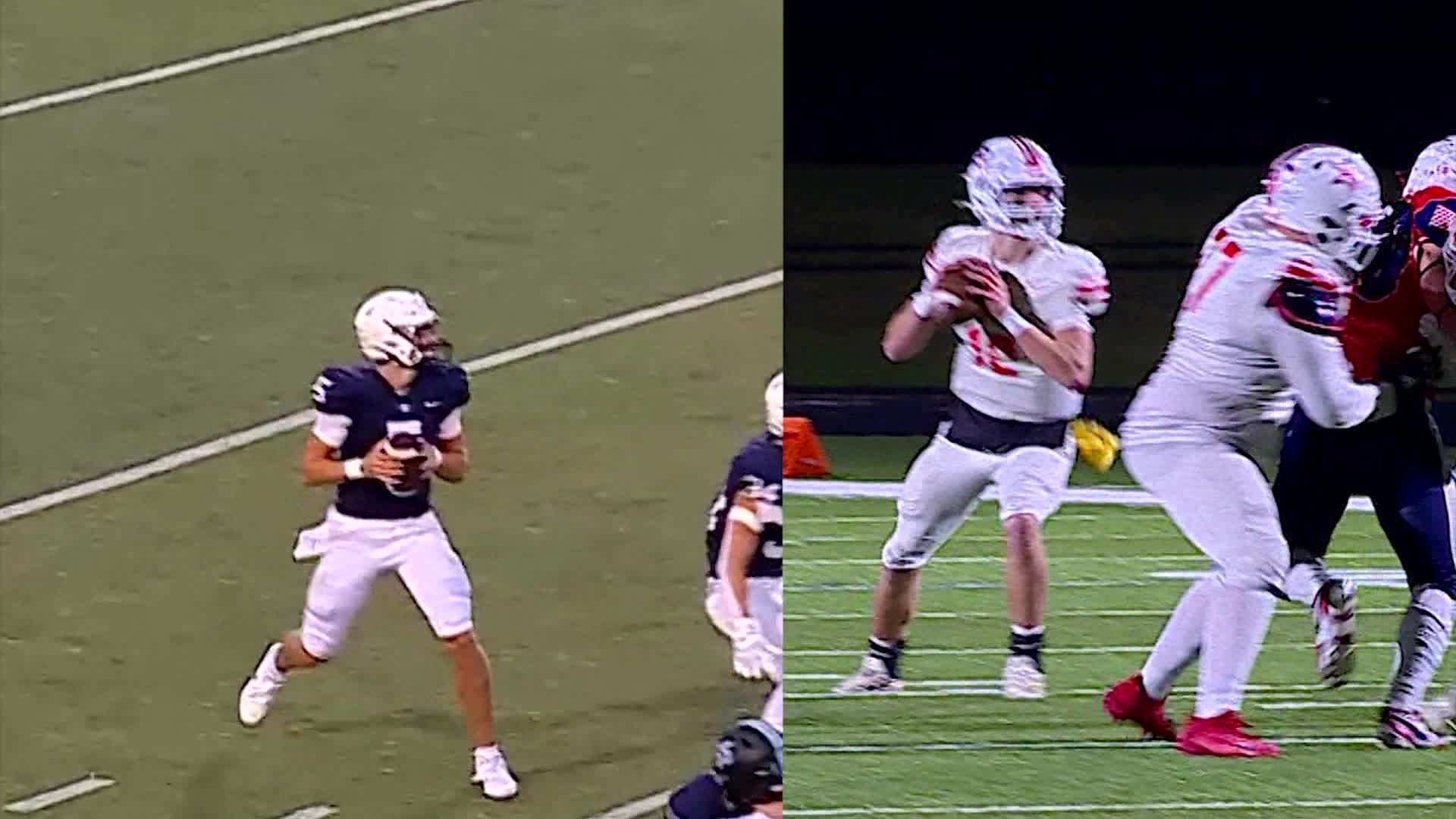Carson Vis (left) and Camden Thompson (right) on the gridiron in the fall of 2024.
