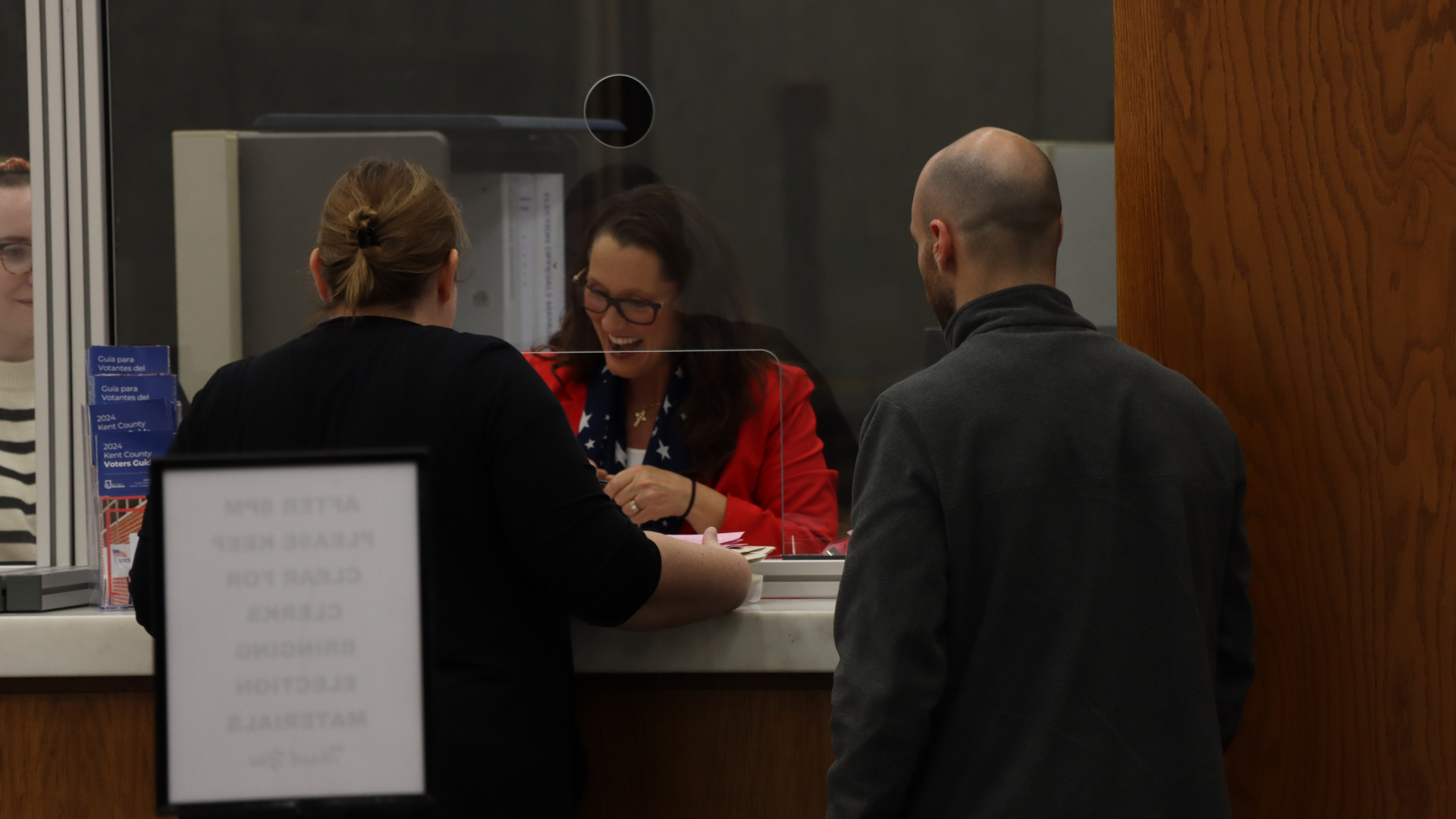Electronic vote data arrives at the Kent County Clerk's Office before 10 p.m. Nov. 5,. 2024.