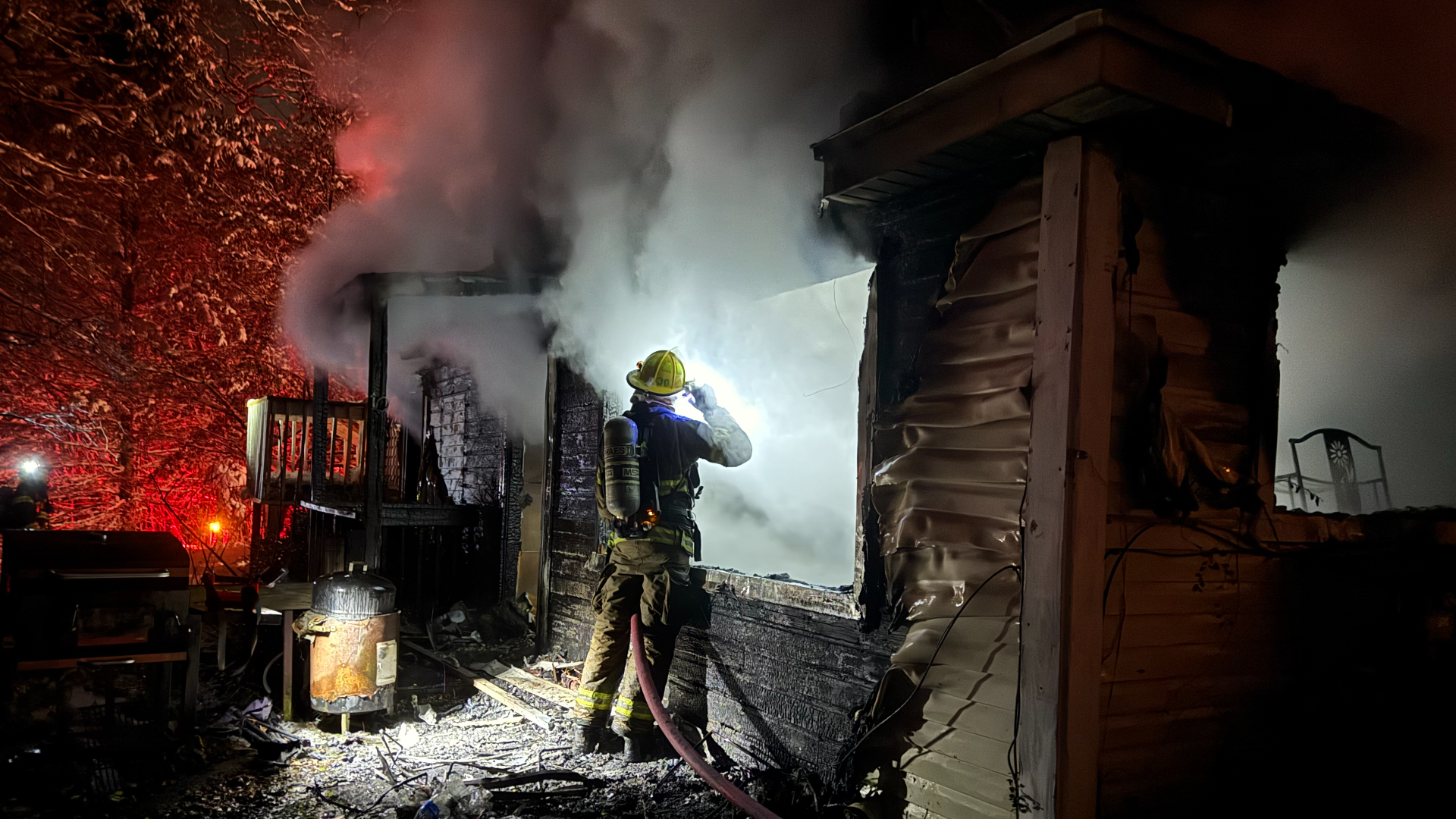 The scene of a fire in Geneva Township on Dec. 2, 2024. (Courtesy South Haven Area Emergency Services).