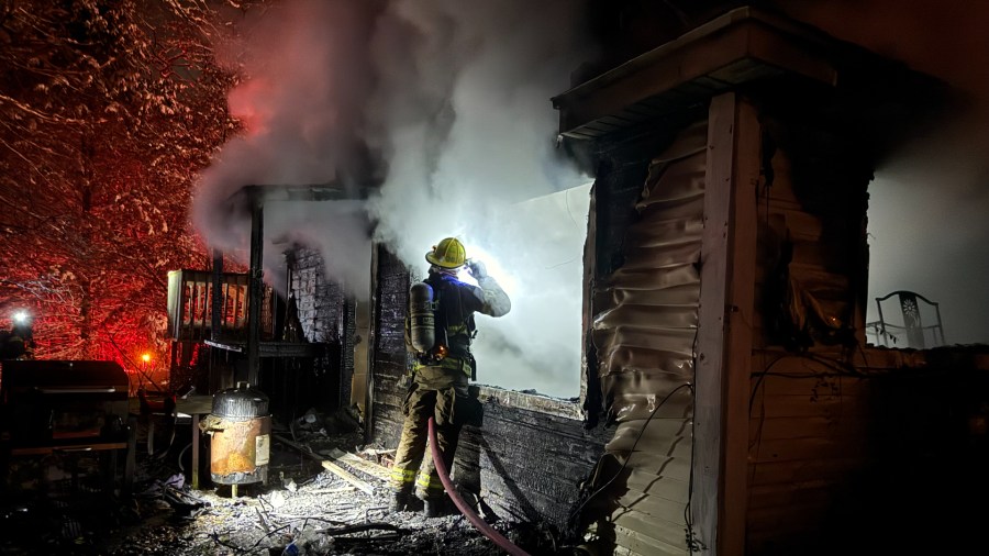 The scene of a fire in Geneva Township on Dec. 2, 2024. (Courtesy South Haven Area Emergency Services).