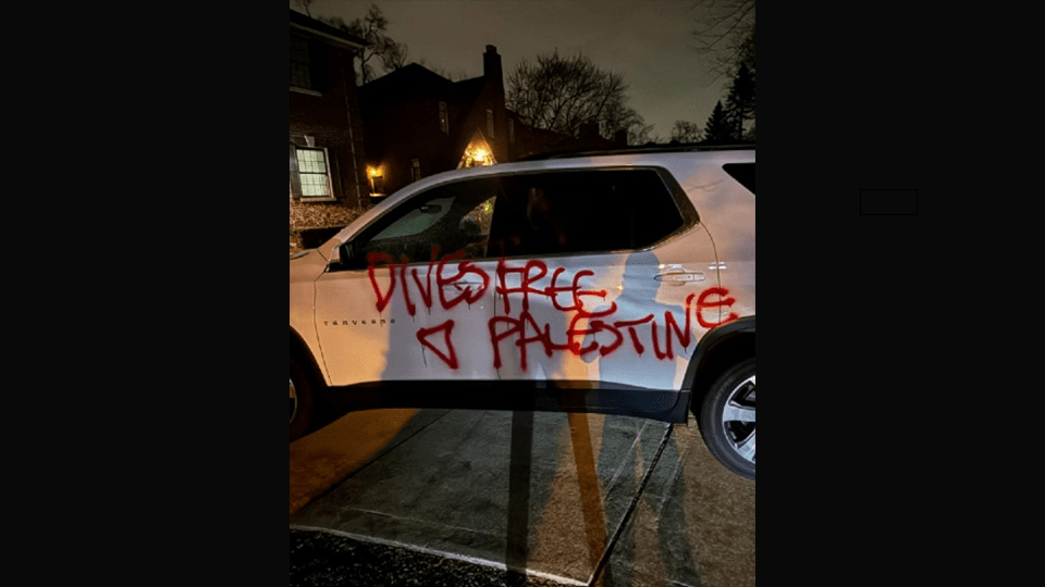 Protesters allegedly targeted University of Michigan Regent Jordan Acker on Dec. 9, 2024. (Courtesy Jordan Acker/Instagram)