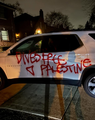 Protesters allegedly targeted University of Michigan Regent Jordan Acker on Dec. 9, 2024. (Courtesy Jordan Acker/Instagram)
