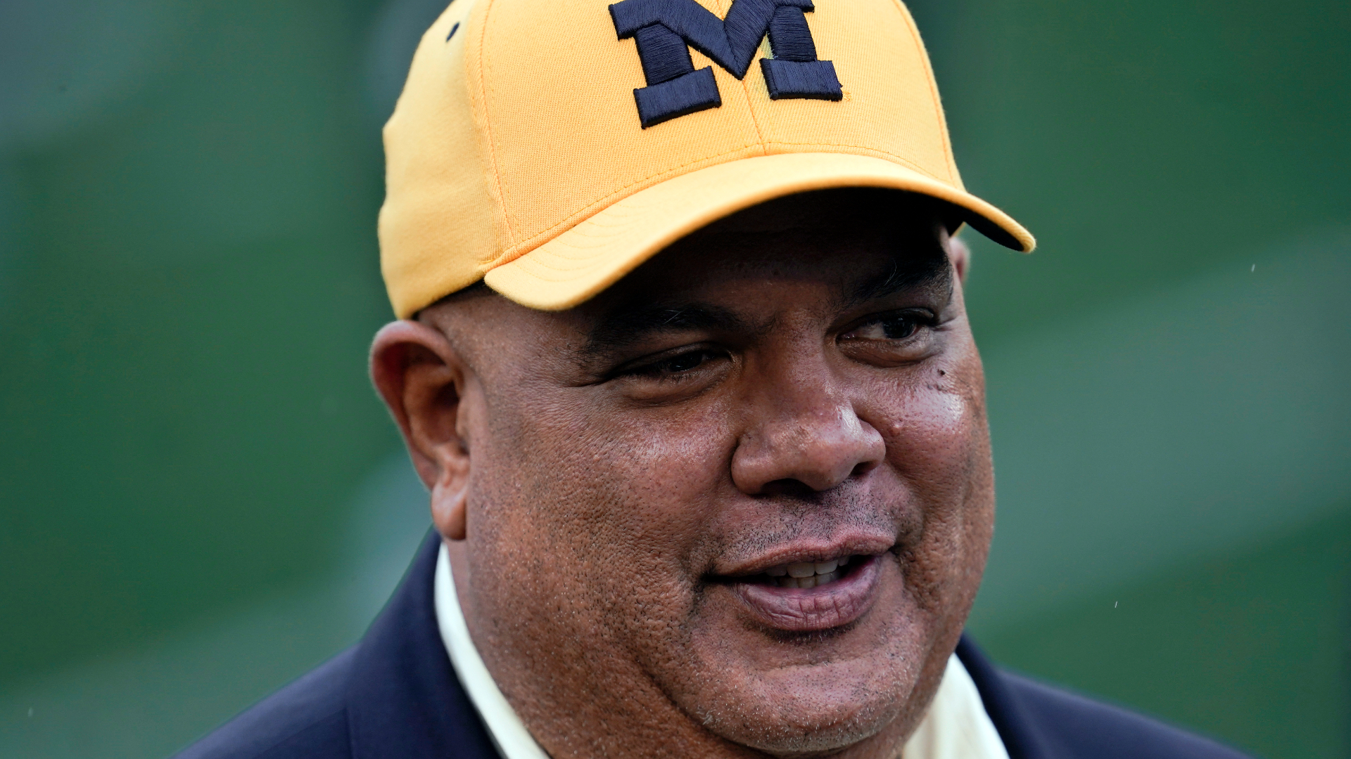 FILE - Michigan athletic director Warde Manuel watches during the first half of an NCAA college football game against Maryland in Ann Arbor, Mich., Saturday, Sept. 24, 2022. (AP Photo/Paul Sancya, File)