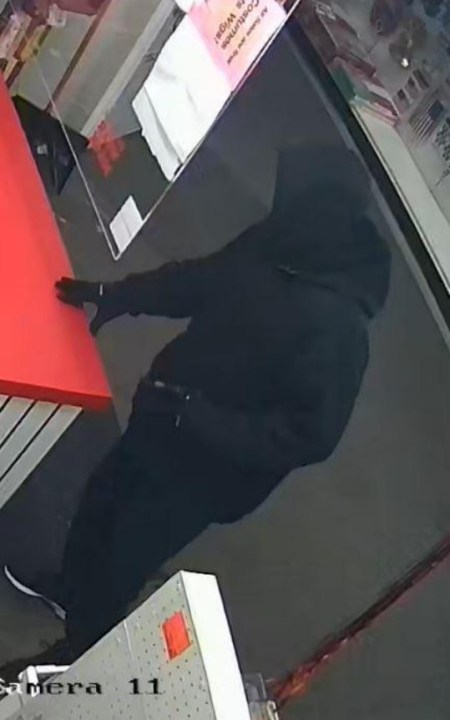 A screenshot of surveillance footage that caught a robbery in Kalamazoo on Dec. 3, 2024. (Courtesy Kalamazoo Department of Public Safety)
