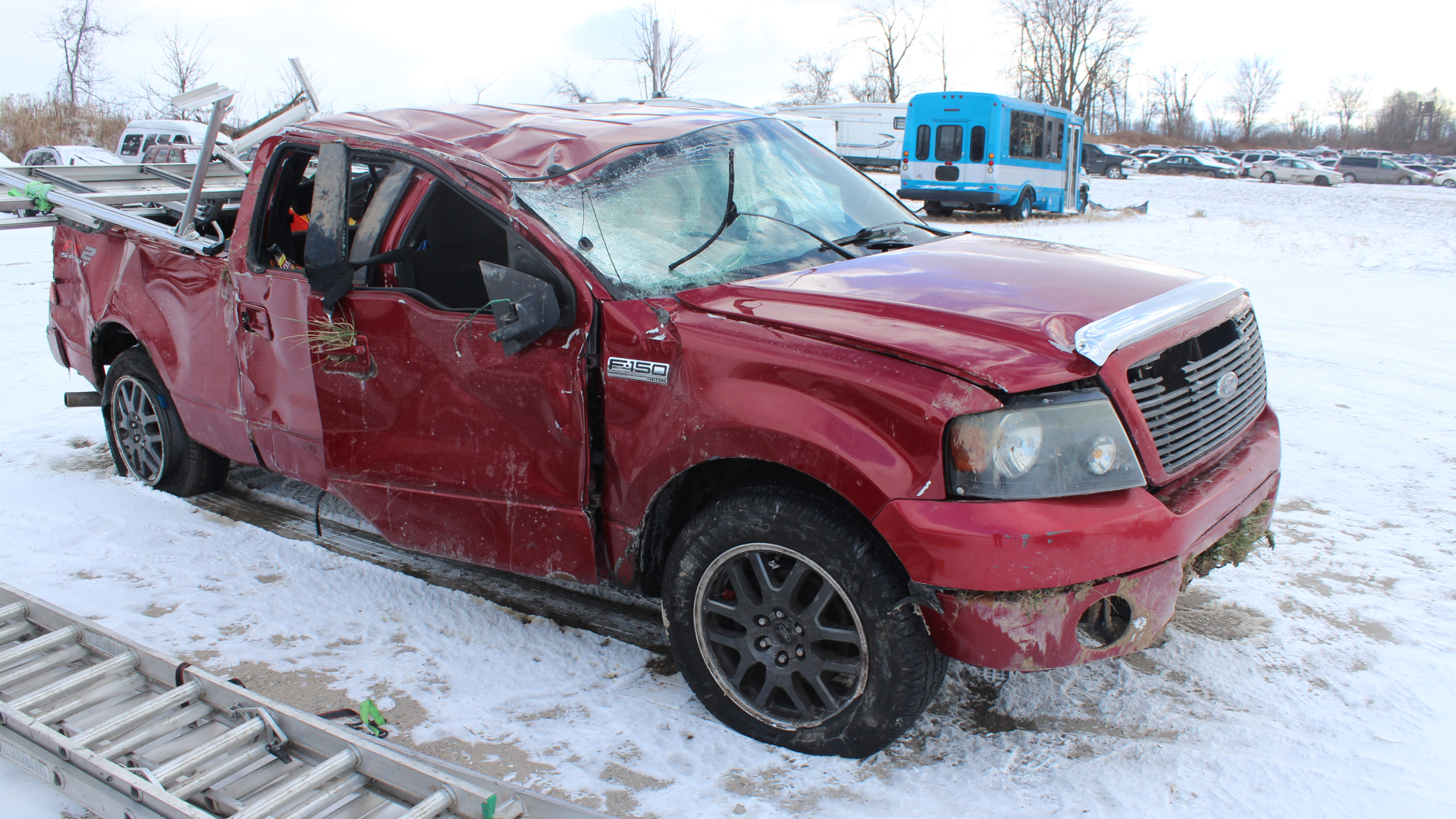 The pickup truck involved in a crash on E. Grand River in Orange Township on Dec. 5, 2024. (Courtesy Ionia County Sheriff's Office)