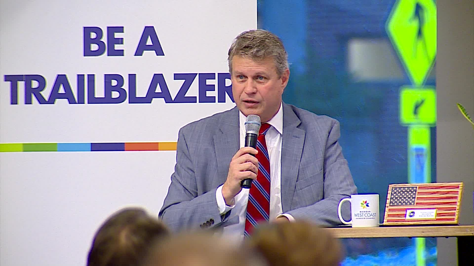 U.S. Rep. Bill Huizenga, R-Zeeland, speaks at an event in Holland on Dec. 2, 2024.